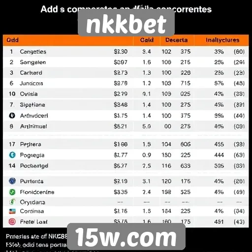 Comparativo de odds entre Nkkbet e concorrentes do setor
